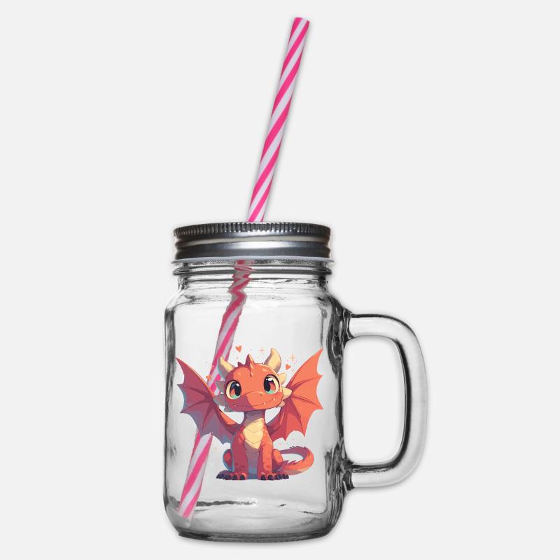 Drachen Drache - Henkelglas mit Schraubdeckel - Klar