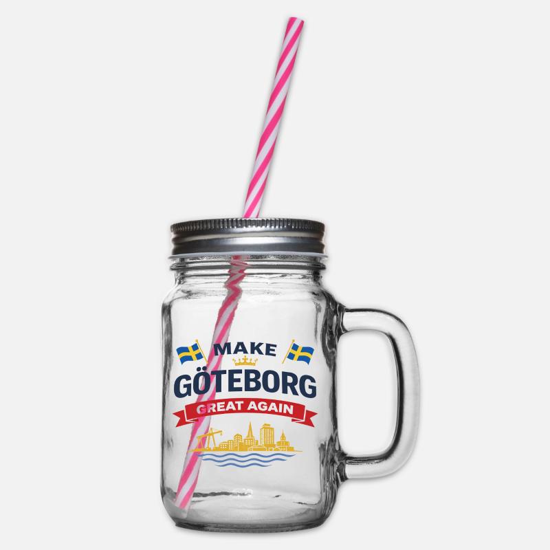 Silhouette de Göteborg avec drapeaux suédois - Bocal à boisson - transparent