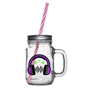 Headphones Stars Icon - Glass jar with handle and screw cap - clear - Right