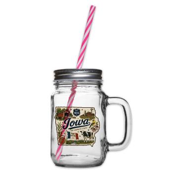 Iowa Hawkeye State Vintage Farm Aufkleber - Henkelglas mit Schraubdeckel - Klar - Rechts