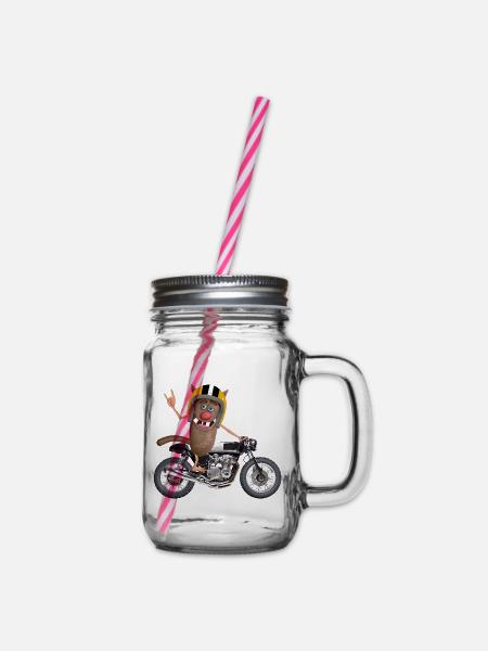 Foufou Biker - Henkelglas mit Schraubdeckel - Klar