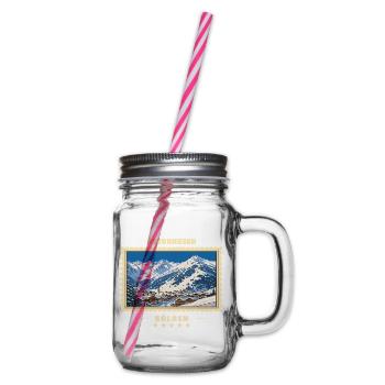Österreich Sölden Winter Vintage Reisemarke - Henkelglas mit Schraubdeckel - Klar - Rechts