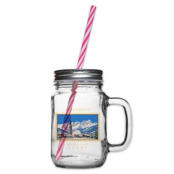 Österreich Maria Alm Winter Vintage Reisemarke - Henkelglas mit Schraubdeckel - Klar - Rechts