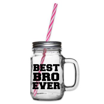 Bester Bruder aller Zeiten schwarzer Tippfehler - Henkelglas mit Schraubdeckel - Klar - Rechts
