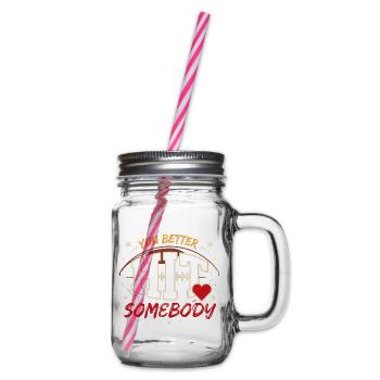 Jemanden Football Herz schlagen - Henkelglas mit Schraubdeckel - Klar - Rechts