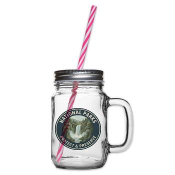 Nationalpark Schutz & Preserve Logo - Henkelglas mit Schraubdeckel - Klar - Rechts