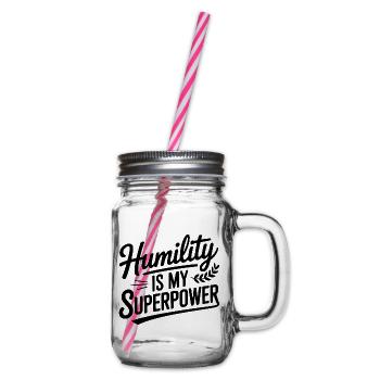 Demut ist meine Superkraft - Henkelglas mit Schraubdeckel - Klar - Rechts