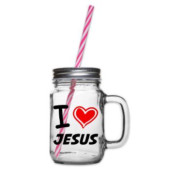 I Love Jesus - Henkelglas mit Schraubdeckel - Klar - Rechts