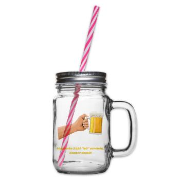 Magische Zahl 40 erreicht, amüsantes Bier Design - Henkelglas mit Schraubdeckel - Klar - Rechts