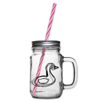 Schwan handgezeichnet - Henkelglas mit Schraubdeckel - Klar - Rechts
