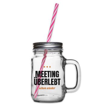 Meeting überlebt – schon wieder - Henkelglas mit Schraubdeckel - Klar - Rechts