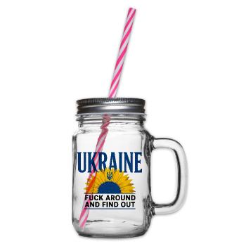 Ukraine FAFO Sonnenblume – Kühne Aussage - Henkelglas mit Schraubdeckel - Klar - Rechts