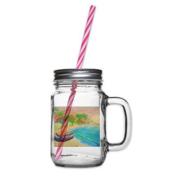 Insellandschaftsstrand und heißer Sand - Henkelglas mit Schraubdeckel - Klar - Rechts
