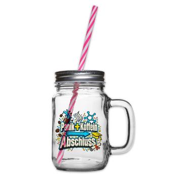 Abi Abschluss Prüfungsstress Koffein Nerd Humor - Henkelglas mit Schraubdeckel - Klar - Rechts