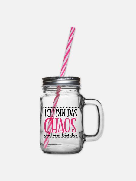 Ich bin das Chaos Geschenk - Henkelglas mit Schraubdeckel - Klar