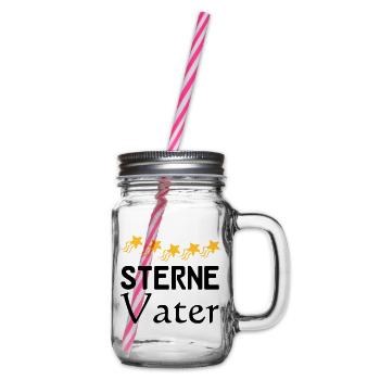 Sterne Vater Vatertag Familie Sprüche Geschenk - Henkelglas mit Schraubdeckel - Klar - Rechts