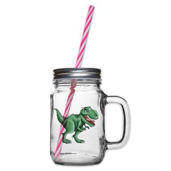 T-rex Tyrannosaurus Rex Dino Illustration - Henkelglas mit Schraubdeckel - Klar - Rechts