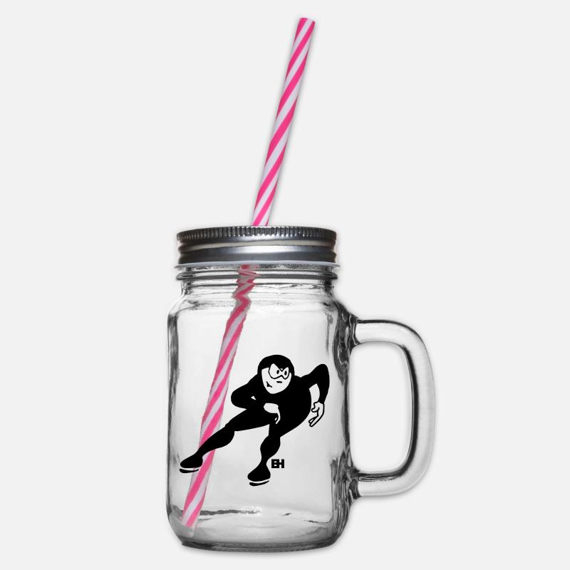 Eisschnellläufer - Henkelglas mit Schraubdeckel - Klar