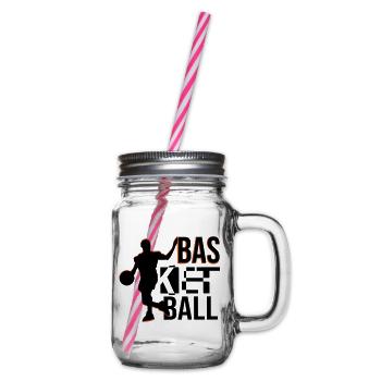 basketball - Henkelglas mit Schraubdeckel - Klar - Rechts