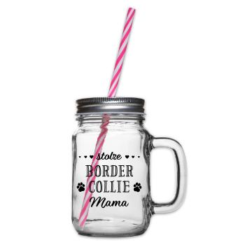 fier Border Collie maman patauté de chien coeur - Bocal à boisson - transparent - Droite