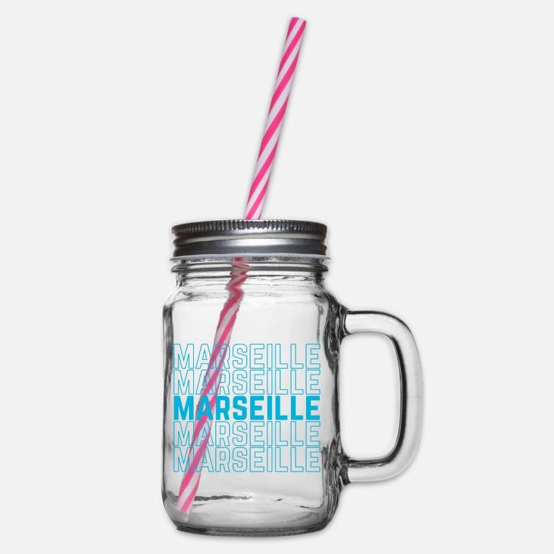 Marseille Contour Repeat Neon Blue - Bocal à boisson - transparent