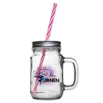 Echte Mädchen Turnen - Henkelglas mit Schraubdeckel - Klar - Rechts