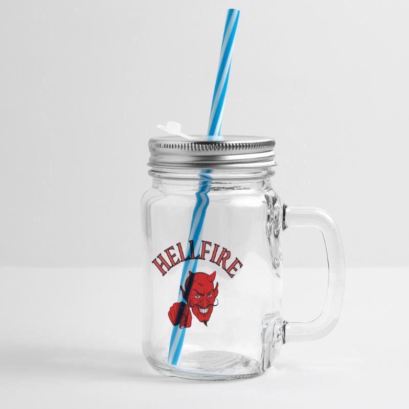 Devil, Satan, Devil, Hellfire Glass jar with handle and screw cap