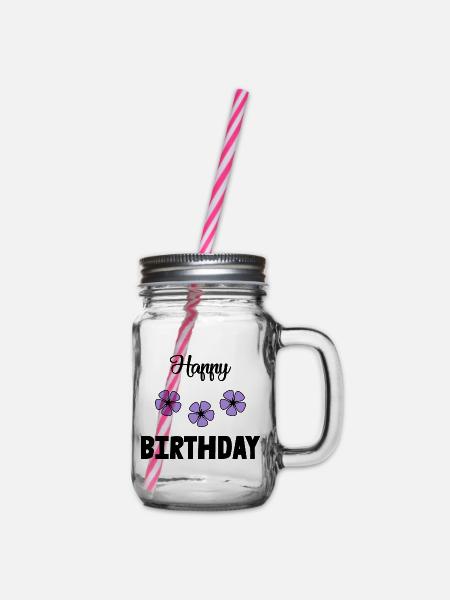 HAPPY BIRTHDAY. JOYEUX ANNIVERSAIRE. ANNIVERSAIRE. - Bocal à boisson - transparent