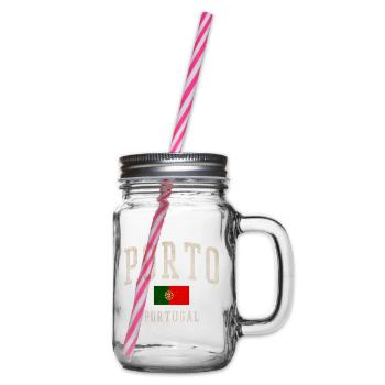 Porto Portugal Vintage Druck - Henkelglas mit Schraubdeckel - Klar - Rechts