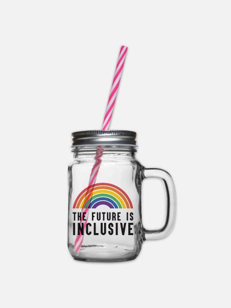 Pride Month LGBT - Die Zukunft ist inklusiv - Henkelglas mit Schraubdeckel - Klar