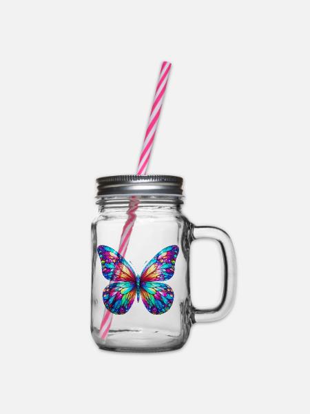 Schmetterling - Henkelglas mit Schraubdeckel - Klar