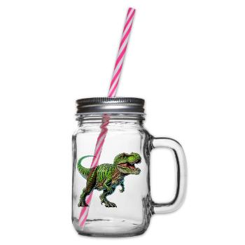Dinosaur - Glass jar with handle and screw cap - clear - Right