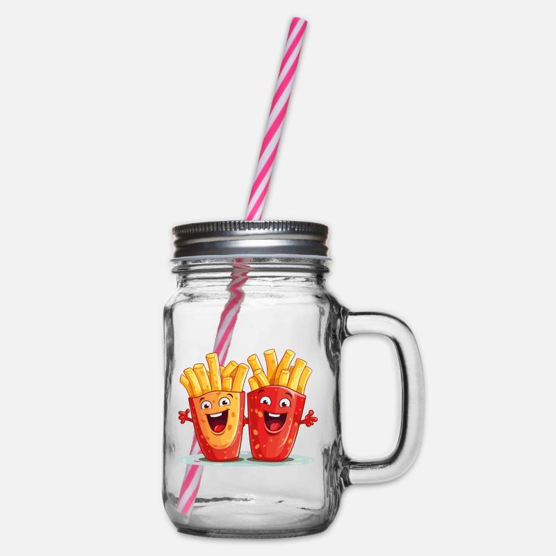 frites amour frise l’amant frits visage - Bocal à boisson - transparent