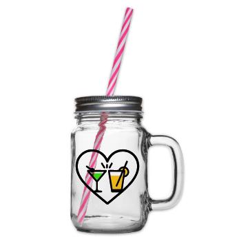 Cocktails, Coeur, Fête d’été, Plage, Cadeau - Bocal à boisson - transparent - Droite