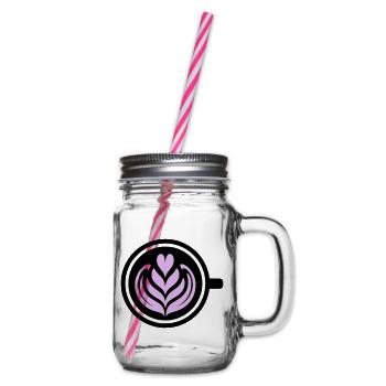 Coffee Love: Latte Art Heart Vector - Glass jar with handle and screw cap - clear - Right