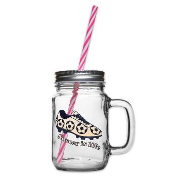 Soccer – Soccer is Life Design - Glass jar with handle and screw cap - clear - Right