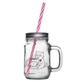 KaffeeKatze: Heute Kaffee - Henkelglas mit Schraubdeckel - Klar - Rechts
