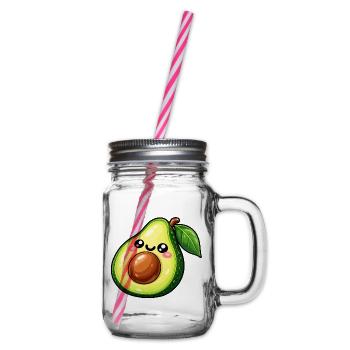 Kawaii Avocado Lächeln - Henkelglas mit Schraubdeckel - Klar - Rechts
