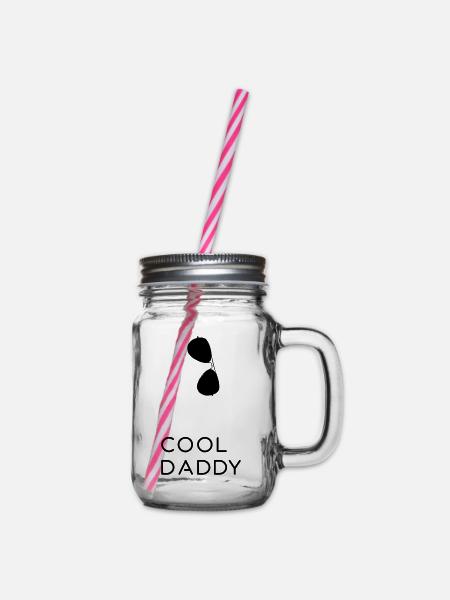 Cool Daddy - Vater und Sohn Shirts - Henkelglas mit Schraubdeckel - Klar
