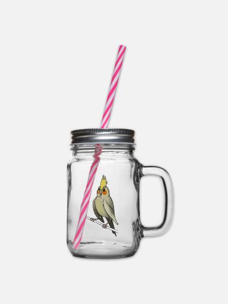 Nymphensittich Vogel Vögel Käfig Kanarienvogel - Henkelglas mit Schraubdeckel - Klar