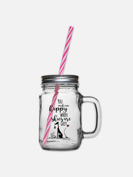 You make me happy - Henkelglas mit Schraubdeckel - Klar