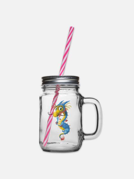 drache - Henkelglas mit Schraubdeckel - Klar