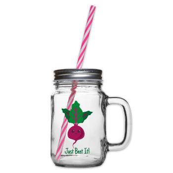 Just beet it gift plants Vegan saying - Glass jar with handle and screw cap - clear - Right