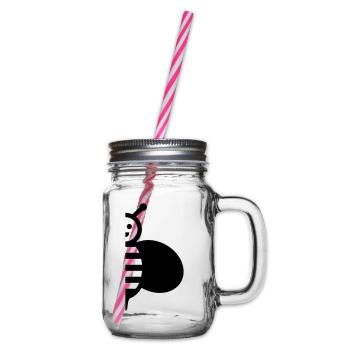 Hälfte einer Biene mit einem Flügel - Henkelglas mit Schraubdeckel - Klar - Rechts
