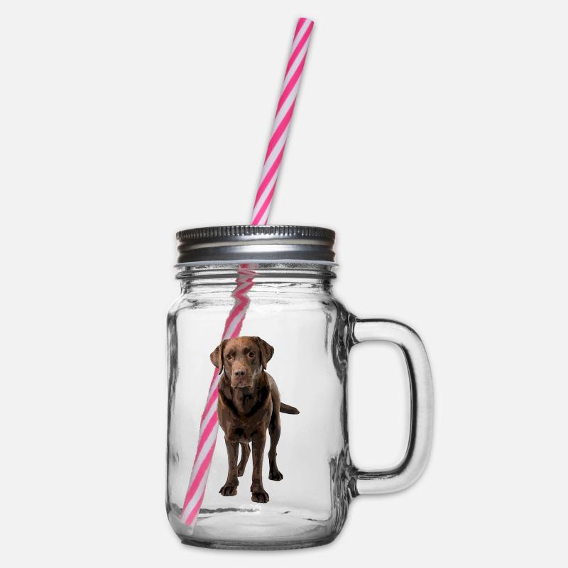Brauner Labrador Comic Styl - Henkelglas mit Schraubdeckel - Klar