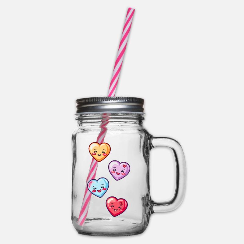 Coeurs Amour Comic Amour - Bocal à boisson - transparent