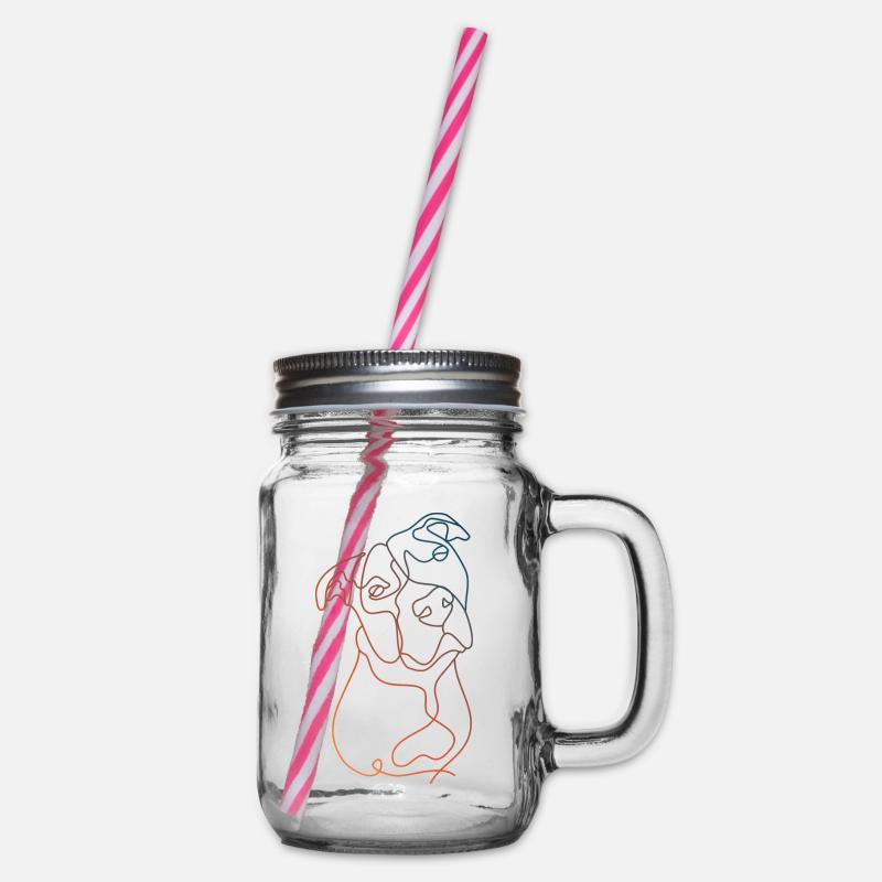 FARBE LINEAR MINIMALIST PITBULL - Henkelglas mit Schraubdeckel - Klar