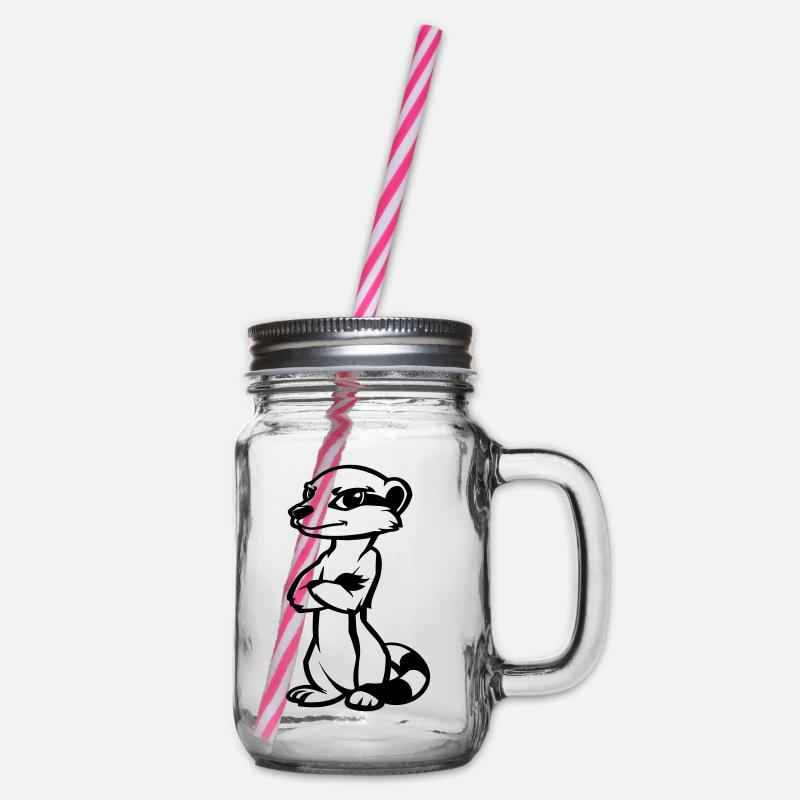 erdmännchen comic - Henkelglas mit Schraubdeckel - Klar