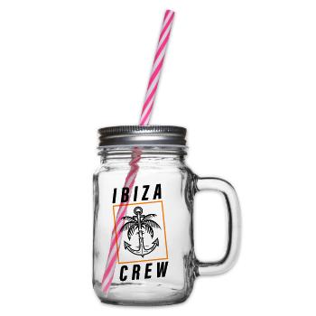 Ibiza Crew Anker Palme Urlaub - Henkelglas mit Schraubdeckel - Klar - Rechts