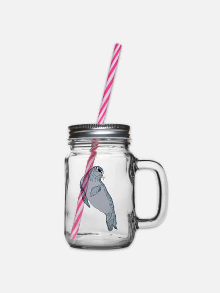 Robbe Seehund - Henkelglas mit Schraubdeckel - Klar